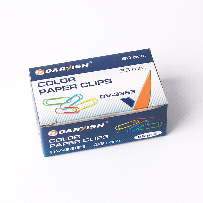 Скрепки 33мм "Darvish" цветные 80шт/уп