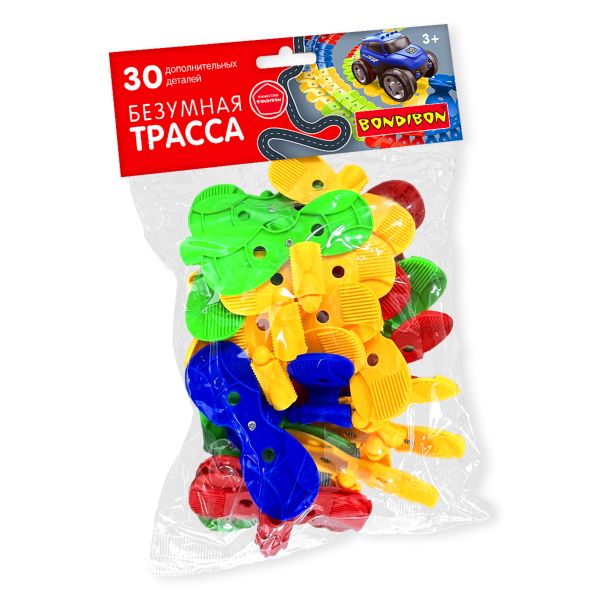 Детали трассы Гибкий автотрек Bondibon «БЕЗУМНАЯ ТРАССА», 30 штук Детали трассы Гибкий автотрек Bondibon «БЕЗУМНАЯ ТРАССА», 30 штук