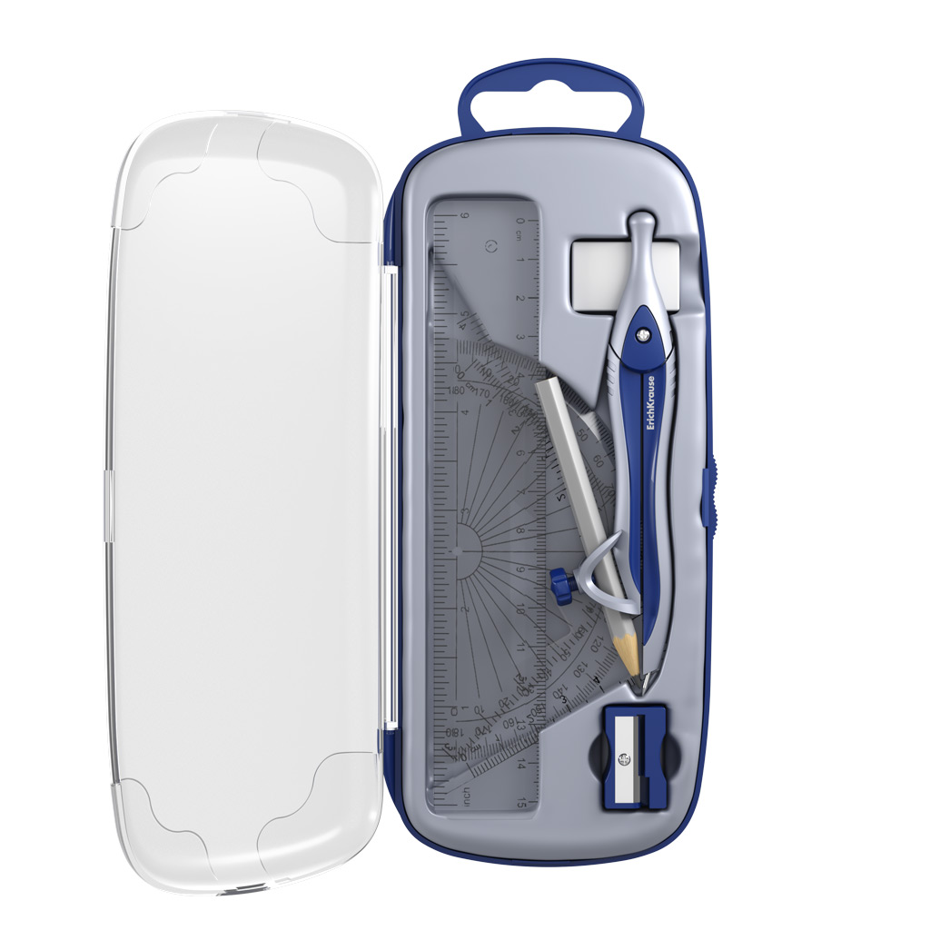 Готовальня Erich Krause Classic, 7 предметов, пенал, синий Готовальня Erich Krause Classic, 7 предметов, пенал, синий