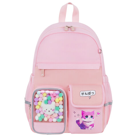 Рюкзак BRAUBERG PASTEL с термонашивками в комплекте, "Anime kitten", Рюкзак BRAUBERG PASTEL с термонашивками в комплекте, "Anime kitten",