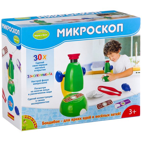 Набор для опытов Bondibon "Микроскоп 30Х" Французские опыты Науки с Набор для опытов Bondibon "Микроскоп 30Х" Французские опыты Науки с