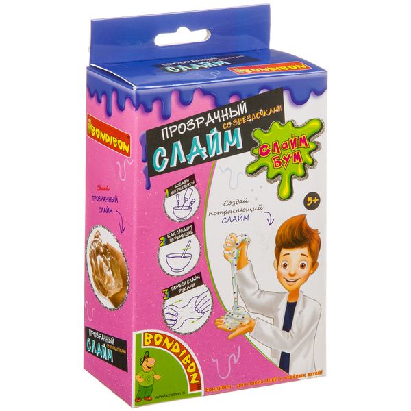 Науки с Буки Bondibon, опыты СЛАЙМ БУМ, Прозрачный слайм со звёздочками, арт Науки с Буки Bondibon, опыты СЛАЙМ БУМ, Прозрачный слайм со звёздочками, арт