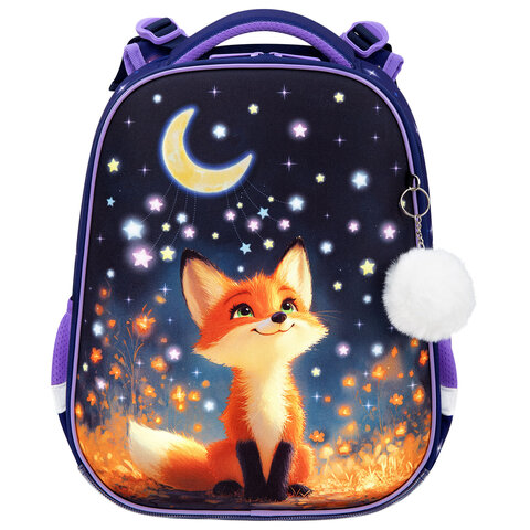 Ранец BRAUBERG ORIGINAL, 2 отделения, с брелком, "Dreaming fox",