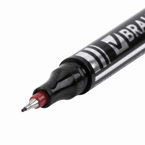 Маркер перманентный (нестираемый) BRAUBERG "Jet", КРАСНЫЙ, супертонкий