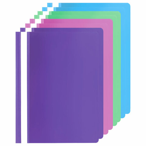 Папка-скоросшиватель, КОМПЛЕКТ 8 шт. (голубые, фиолетовые, салатовые, розовые),
