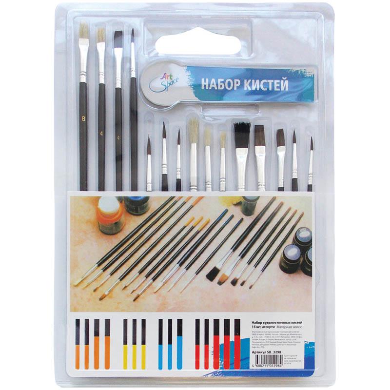 Набор кистей 15 шт., Пони, Щетина, плоские, круглые, блистер, европодвес: Набор кистей 15 шт., Пони, Щетина, плоские, круглые, блистер, европодвес: