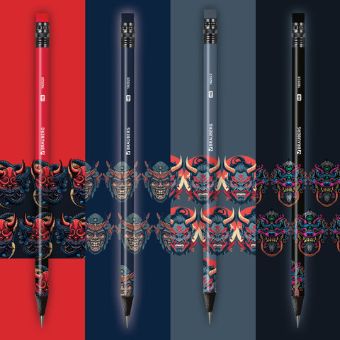 Карандаш чернографитный с принтом BRAUBERG "ONI", 1 шт., HB, с