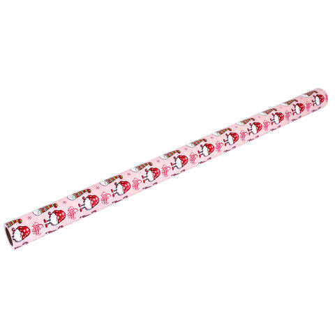 Бумага упаковочная мелованная BIG SIZE новогодняя "Гномики", 0,7х10 м,