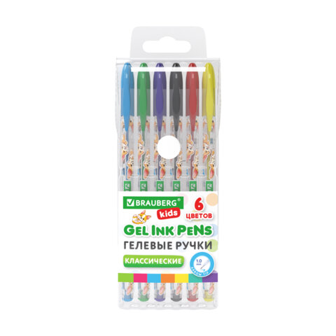 Ручки гелевые КЛАССИЧЕСКИЕ BRAUBERG KIDS "CUTE ANIMALS", НАБОР 6 Ручки гелевые КЛАССИЧЕСКИЕ BRAUBERG KIDS "CUTE ANIMALS", НАБОР 6