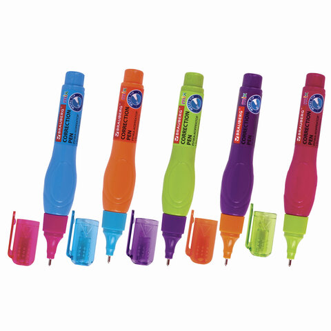 Ручка-корректор BRAUBERG MIX, 9 мл, металлический наконечник, ассорти, 229075 Ручка-корректор BRAUBERG MIX, 9 мл, металлический наконечник, ассорти, 229075