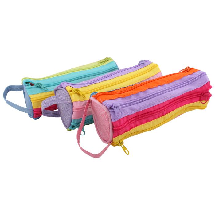 Пенал мягкий тубус "Darvish" 19,5*6,5см на 8-ми молниях ассорти