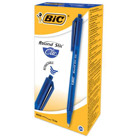 Ручка шариковая автоматическая BIC "Round Stic Clic", СИНЯЯ, корпус Ручка шариковая автоматическая BIC "Round Stic Clic", СИНЯЯ, корпус
