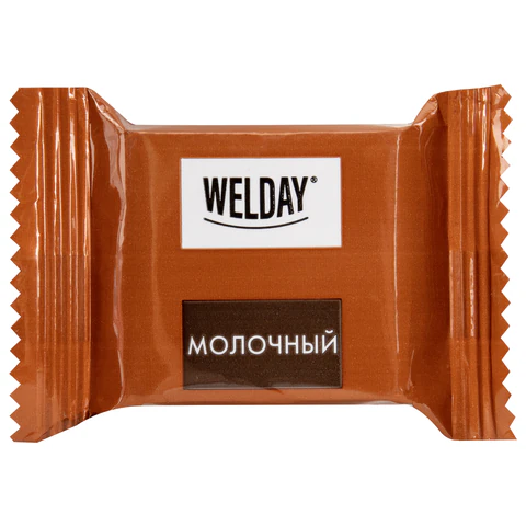 Шоколад порционный WELDAY (ВЭЛДЭЙ), ассорти 6 вкусов, 810 г (54 плитки по 15 г),