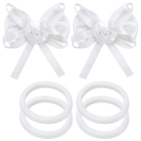 Набор для волос 6 шт.: 2 банта на заколке, 4 резинки, белый, MONTE VITA (МОНТЕ Набор для волос 6 шт.: 2 банта на заколке, 4 резинки, белый, MONTE VITA (МОНТЕ