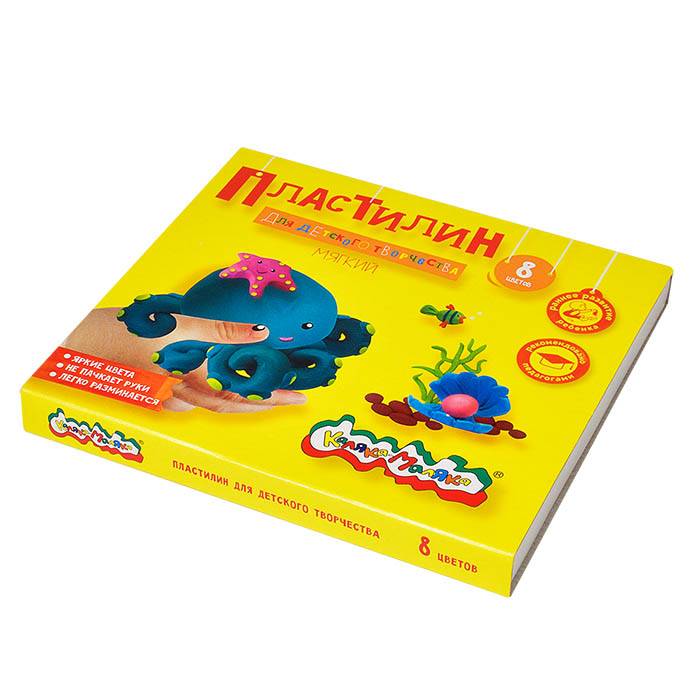 Пластилин Каляка-Маляка для детского творчества 8 цв. 120 г со стеком 3+: Пластилин Каляка-Маляка для детского творчества 8 цв. 120 г со стеком 3+: