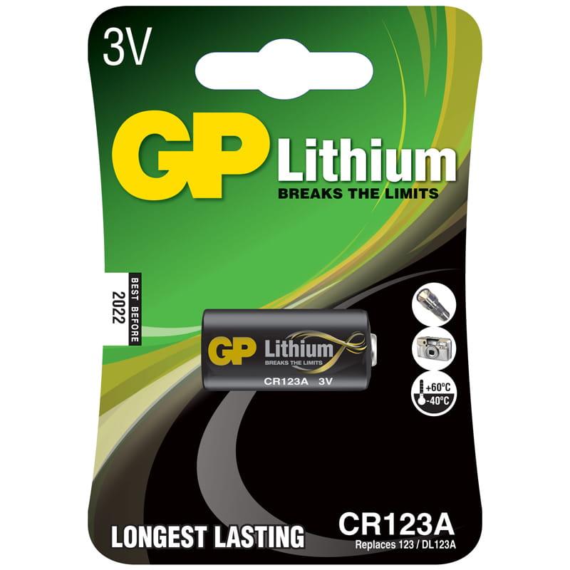 Батарейка GP CR123A (DL123A, CR17345) литиевая BL1. GP CR123A-2CR1 Батарейка GP CR123A (DL123A, CR17345) литиевая BL1. GP CR123A-2CR1