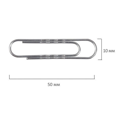 Скрепки большие 50 мм, ОФИСМАГ, оцинкованные, гофрированные, 50 шт., в картонной