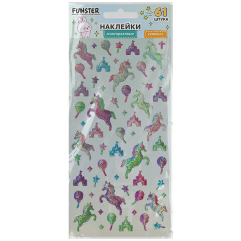 Наклейки гелевые "Яркое ассорти", 17,5х9 см, ассорти 8 видов, FUNSTER