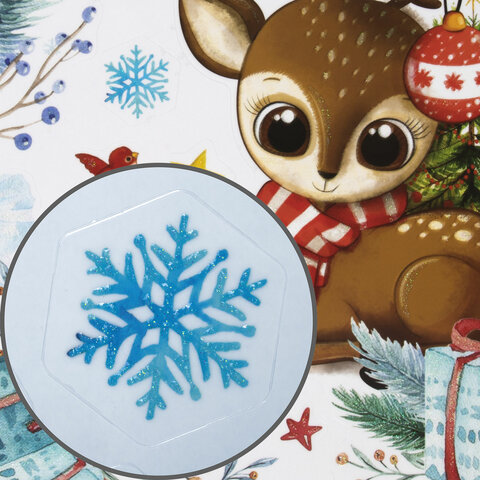 Наклейка для окон двусторонняя МНОГОРАЗОВАЯ 30х38 см, "Оленёнок", Наклейка для окон двусторонняя МНОГОРАЗОВАЯ 30х38 см, "Оленёнок",