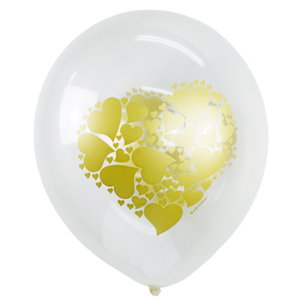 12"/30см Декоратор TRANSPARENT (шелк) 2 ст. рис Сердце золото 25шт 12"/30см Декоратор TRANSPARENT (шелк) 2 ст. рис Сердце золото 25шт