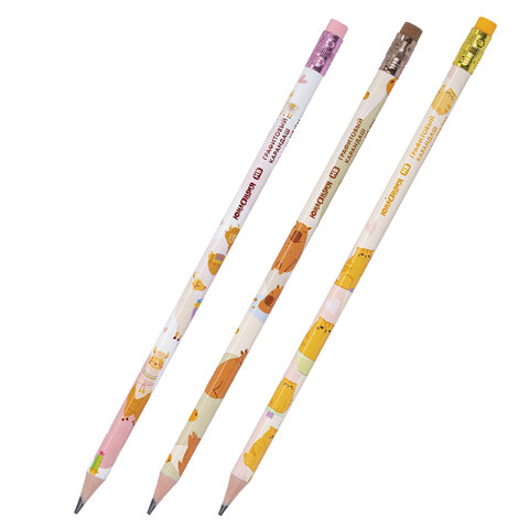 Набор карандашей чернографитных с принтом ЮНЛАНДИЯ "FAT ANIMALS", 12 Набор карандашей чернографитных с принтом ЮНЛАНДИЯ "FAT ANIMALS", 12