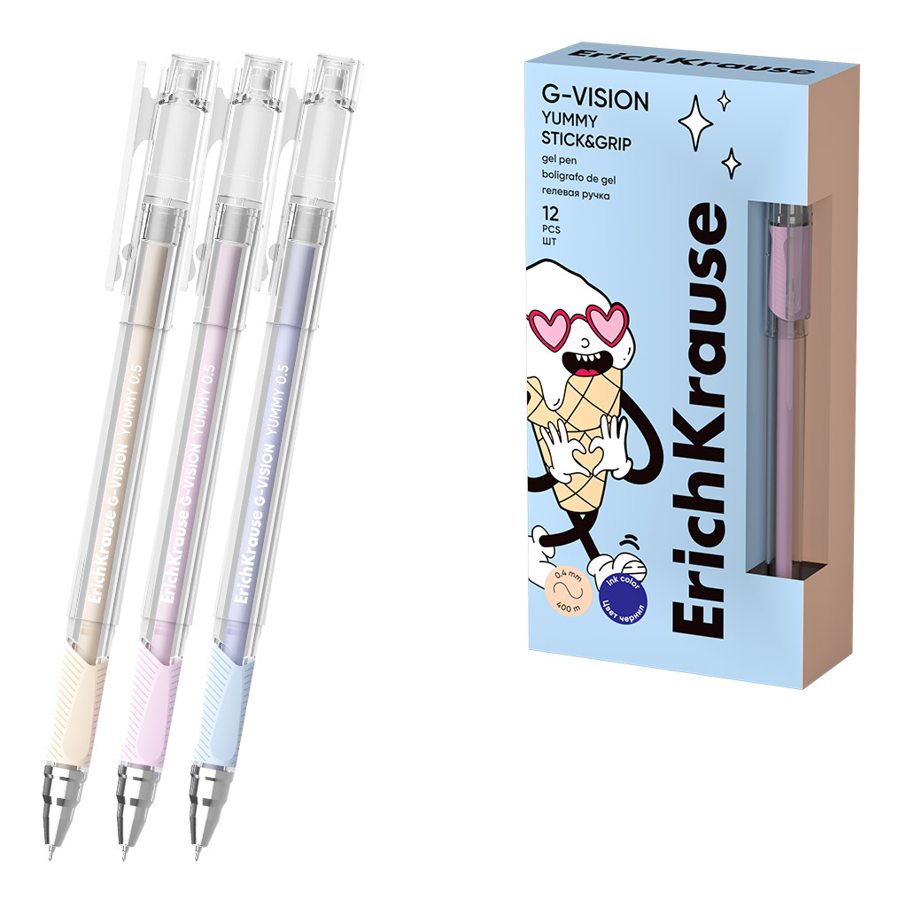 Ручка гелевая ErichKrause G-Vision Stick&Grip Yummy 0.5, цвет чернил синий Ручка гелевая ErichKrause G-Vision Stick&Grip Yummy 0.5, цвет чернил синий