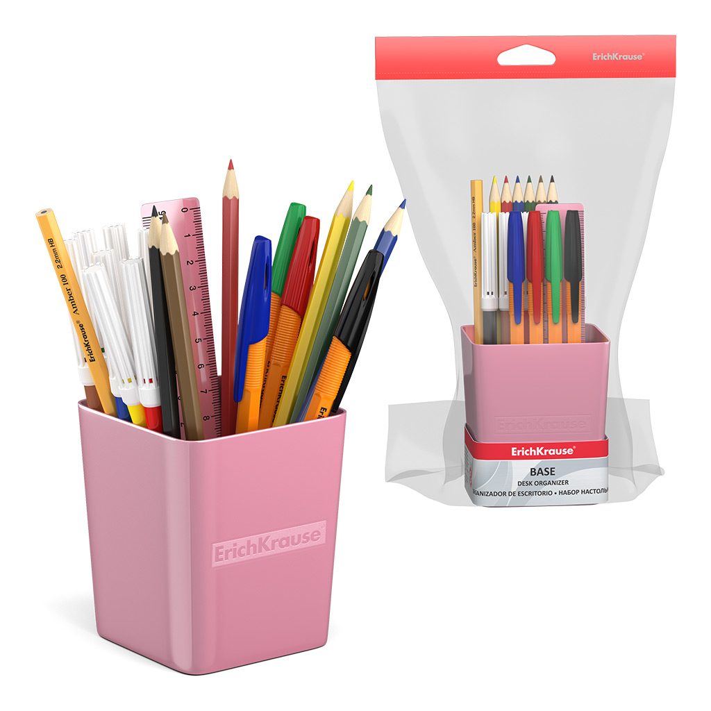 Набор школьный пластиковый ErichKrause® Base, Candy, розовый Набор школьный пластиковый ErichKrause® Base, Candy, розовый