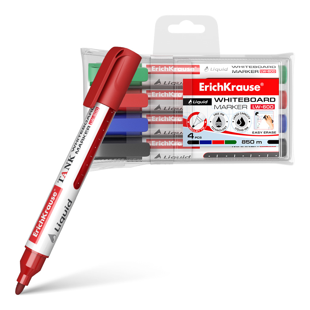 Маркер для досок ErichKrause® Liquid LW-600, цвет чернил: черный, синий, Маркер для досок ErichKrause® Liquid LW-600, цвет чернил: черный, синий,
