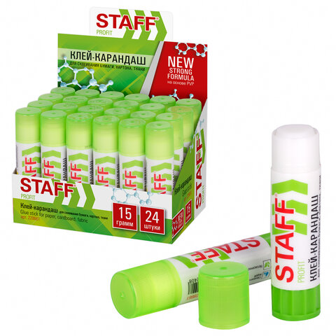 Клей-карандаш УСИЛЕННЫЙ STAFF Profit, 15 г, PVP-основа, 228661 Клей-карандаш УСИЛЕННЫЙ STAFF Profit, 15 г, PVP-основа, 228661
