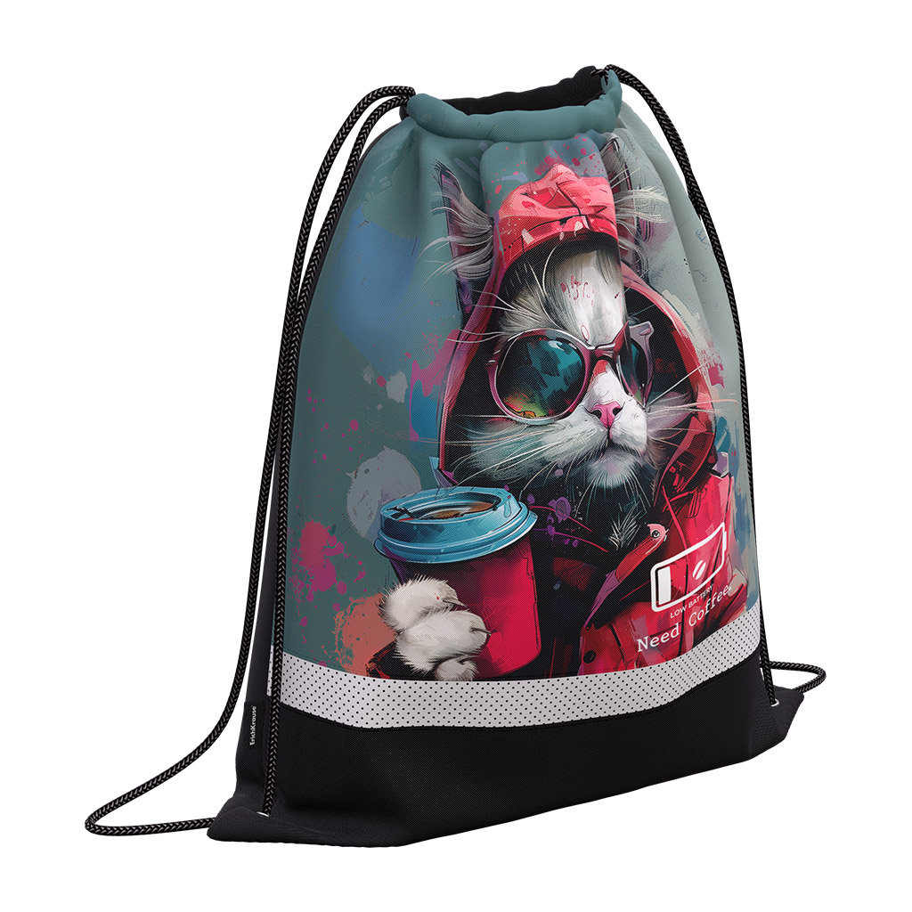 Мешок для обуви ErichKrause с вентиляцией 500x410мм Coffee Mania Мешок для обуви ErichKrause с вентиляцией 500x410мм Coffee Mania