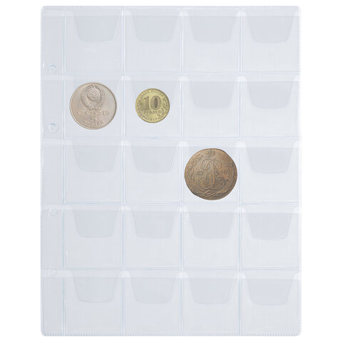 Листы-вкладыши для альбома "OPTIMA" на 20 монет d до 40 мм, КОМПЛЕКТ Листы-вкладыши для альбома "OPTIMA" на 20 монет d до 40 мм, КОМПЛЕКТ