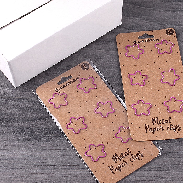 Скрепки металлические "Цветочек" цветн."Darvish" 6шт/уп Скрепки металлические "Цветочек" цветн."Darvish" 6шт/уп