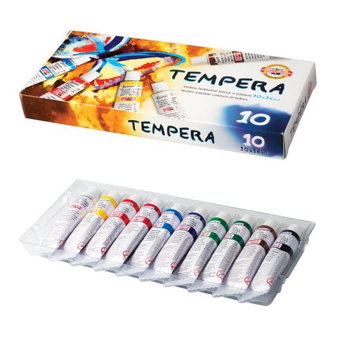 Краски темперные KOH-I-NOOR "Бабочка", НАБОР 10 цветов по 16 мл, в Краски темперные KOH-I-NOOR "Бабочка", НАБОР 10 цветов по 16 мл, в