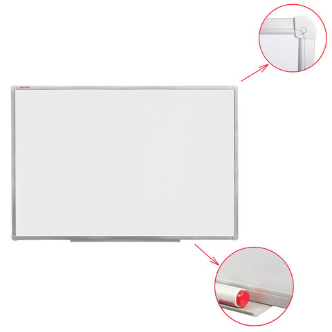 Доска магнитно-маркерная 90х120 см, алюминиевая рамка, ГАРАНТИЯ 10 ЛЕТ, РОССИЯ,