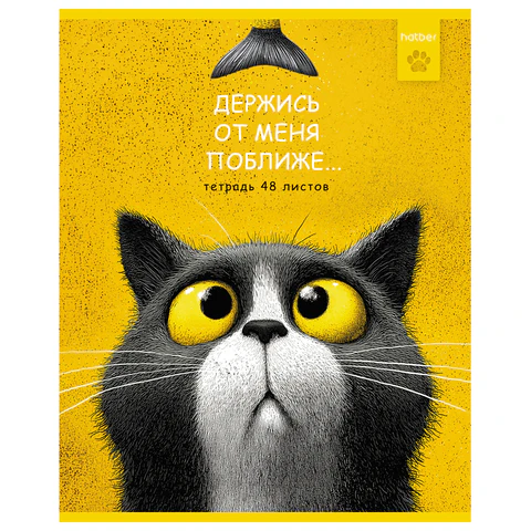 Тетрадь А5, 48 л., HATBER, скоба, клетка, рельефный картон, "Пушистый Тетрадь А5, 48 л., HATBER, скоба, клетка, рельефный картон, "Пушистый