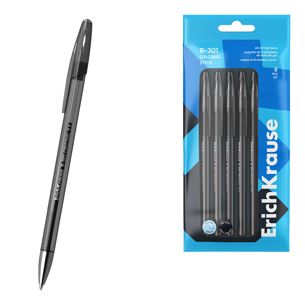 Набор из 8 ручек гелевых ErichKrause R-301 Gel Stick Original 0.5, цвет чернил Набор из 8 ручек гелевых ErichKrause R-301 Gel Stick Original 0.5, цвет чернил