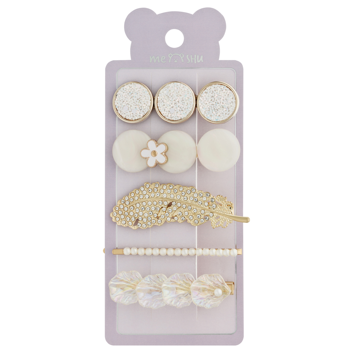 Заколки для волос MESHU, цвет перламутр, 5 штук, европодвес Заколки для волос MESHU, цвет перламутр, 5 штук, европодвес