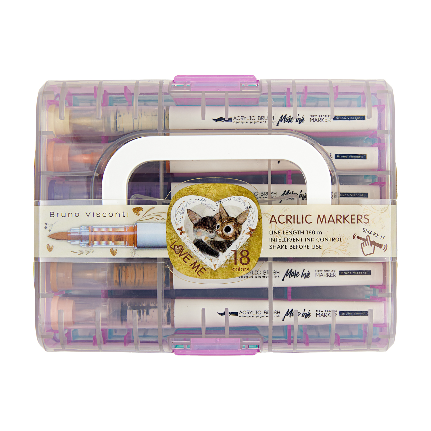 НАБОР МАРКЕРОВ-КИСТЕЙ АКРИЛОВЫХ "LOVE ME" 18 ЦВ., УВЕЛИЧЕННЫЙ ОБЪЕМ НАБОР МАРКЕРОВ-КИСТЕЙ АКРИЛОВЫХ "LOVE ME" 18 ЦВ., УВЕЛИЧЕННЫЙ ОБЪЕМ