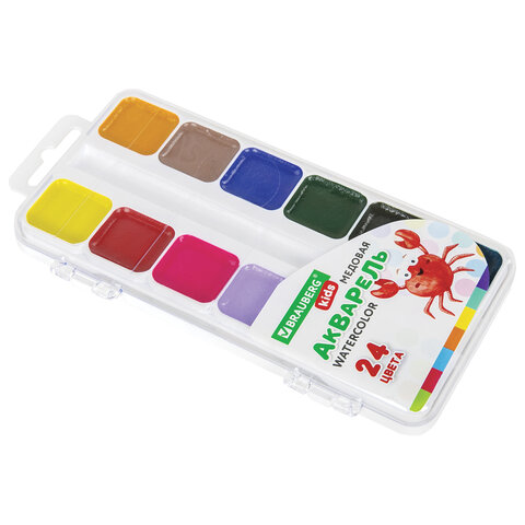 Краски акварельные BRAUBERG "KIDS", медовые, 24 цвета, квадратные Краски акварельные BRAUBERG "KIDS", медовые, 24 цвета, квадратные