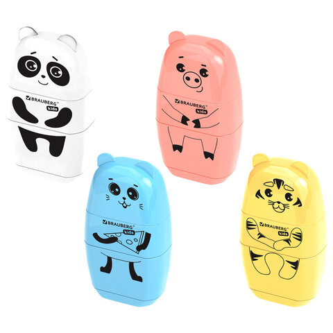 Точилка с ластиком 2 в 1 BRAUBERG KIDS "Зверушки", 2 отверстия, дизайн Точилка с ластиком 2 в 1 BRAUBERG KIDS "Зверушки", 2 отверстия, дизайн