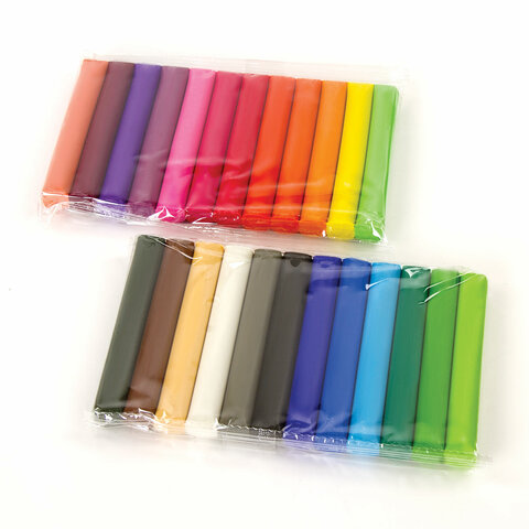 Пластилин классический BRAUBERG 24 цвета, 500 г, ВЫСШЕЕ КАЧЕСТВО, картонная