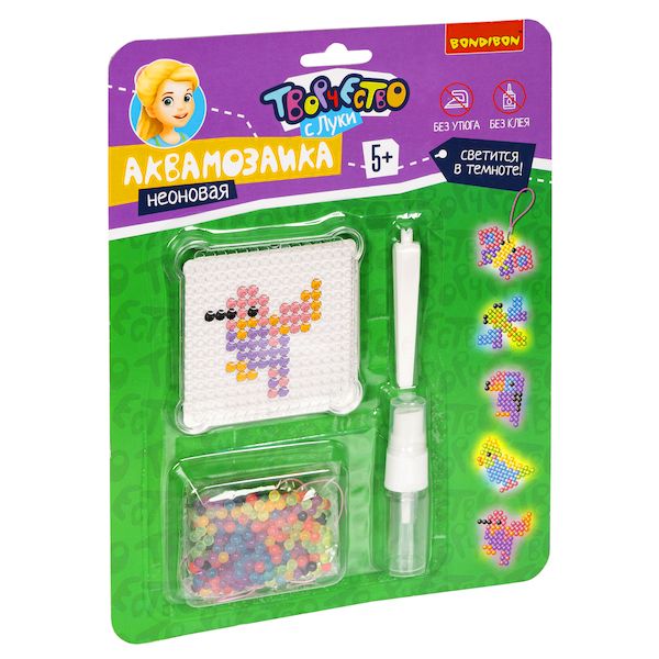 Набор для творчества BONDIBON. Аквамозаика неоновая. Светится в темноте! Набор для творчества BONDIBON. Аквамозаика неоновая. Светится в темноте!