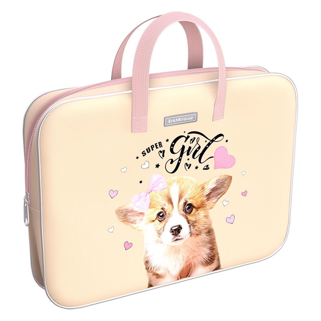 Папка текстильная на молнии ErichKrause с ручками Corgi Puppy, A4+ Папка текстильная на молнии ErichKrause с ручками Corgi Puppy, A4+