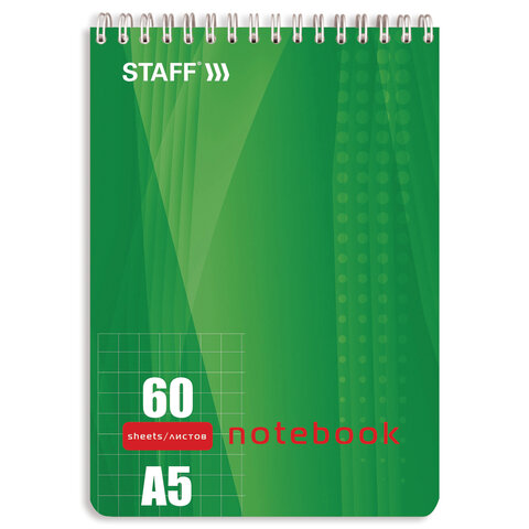 Блокнот А5, 60 л., гребень, жесткая подложка, клетка, STAFF, 4 вида, 146х206 мм, Блокнот А5, 60 л., гребень, жесткая подложка, клетка, STAFF, 4 вида, 146х206 мм,