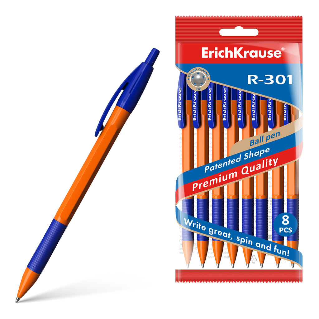 Ручка шариковая автоматическая ErichKrause® R-301 Orange Matic&Grip 0.7, Ручка шариковая автоматическая ErichKrause® R-301 Orange Matic&Grip 0.7,