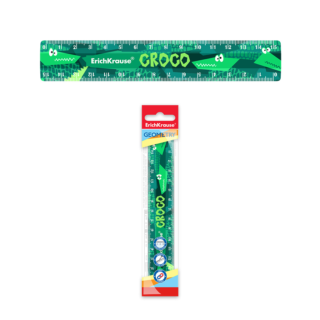 Линейка пластиковая ErichKrause® Real Croco, 15см, во флоупаке Линейка пластиковая ErichKrause® Real Croco, 15см, во флоупаке