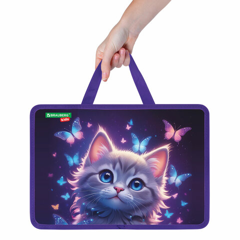 Папка на молнии с ручками BRAUBERG KIDS А4, 1 отделение, пластик, 100 мм, Папка на молнии с ручками BRAUBERG KIDS А4, 1 отделение, пластик, 100 мм,