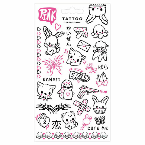 Наклейки-тату переводные АССОРТИ, Ч/Б, 11х20 см, PY Наклейки-тату переводные АССОРТИ, Ч/Б, 11х20 см, PY
