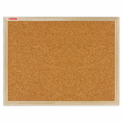 Доска пробковая для объявлений 45х60см, деревянная рамка, BRAUBERG Wood, 238310