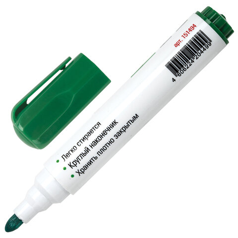 Маркер для доски STAFF, ЗЕЛЕНЫЙ, с клипом, круглый наконечник 5 мм Маркер для доски STAFF, ЗЕЛЕНЫЙ, с клипом, круглый наконечник 5 мм